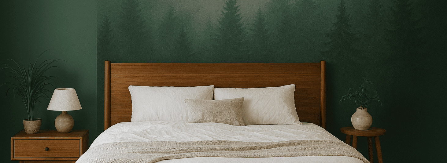 Kleuren verf en behang combineren in een sfeervolle slaapkamer